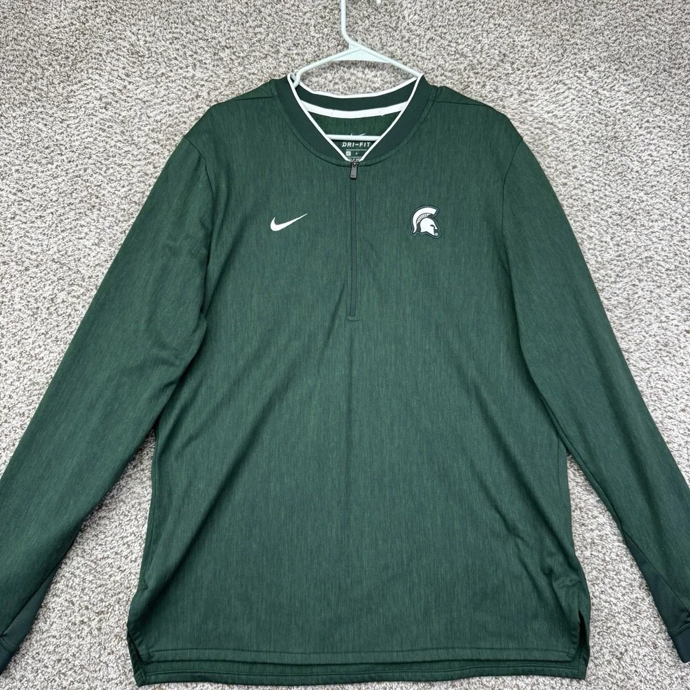Michigan State Spartans Quarter Zip Pullover Mens Large Nike Performance Stretch